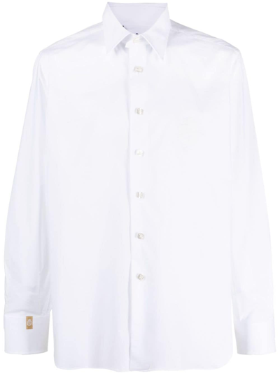 Billionaire Embroidered-logo Slim-cut Shirt In White