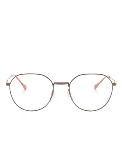 Gucci Horsebit-detail Round-frame Glasses In Brown