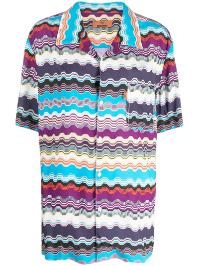 Missoni Zigzag-woven Camp-collar Shirt In Purple