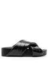 Jil Sander Crossover-strap Leather Sandals In Black