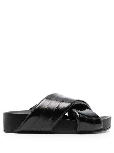 Jil Sander Crossover-strap Padded Sandals In Black