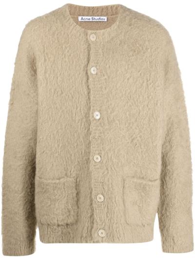 Acne Studios Button-up Wool-mohair Cardigan In Neutrals