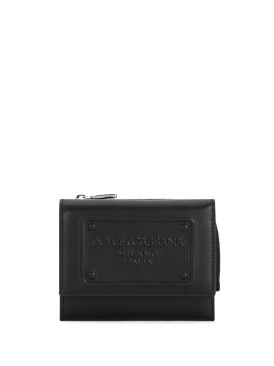 Dolce & Gabbana Logo-embossed Leather Wallet In Black