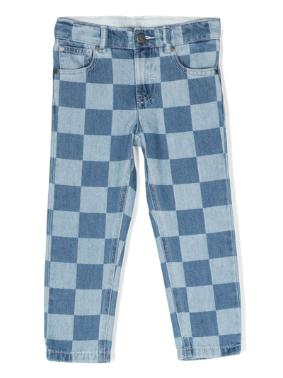 Stella Mccartney Kids' 修身格纹长裤 In Blue