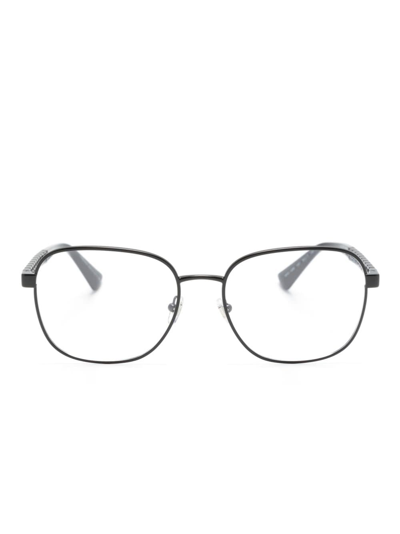 Versace Logo-lettering Square-frame Glasses In Black