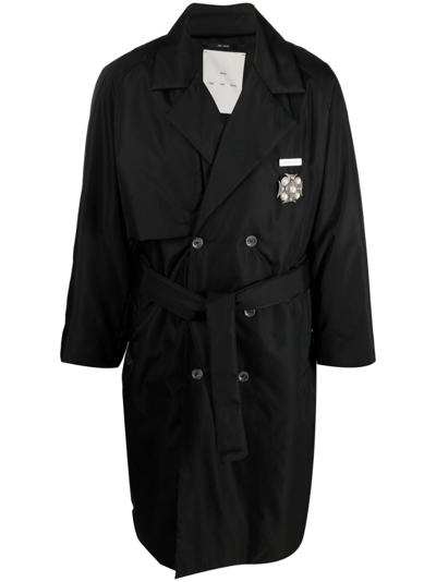 Song For The Mute Double-breasted Trench Coat In Black
