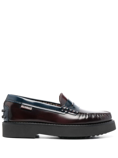 Tod's Slipper Leather Loafers In Red