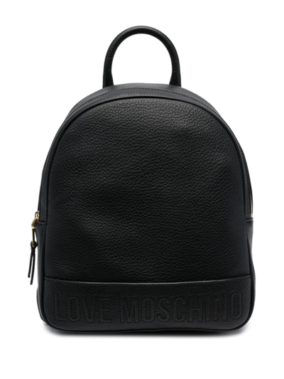 Love Moschino Logo-embossed Faux-leather Backpack In Black