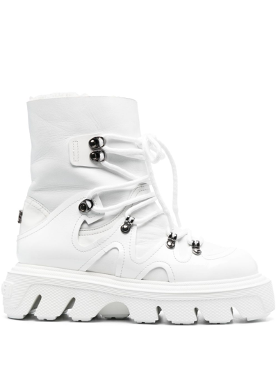 Casadei Generation C Leather Boots In White