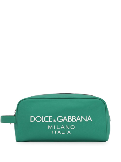 Dolce & Gabbana Nero Logo-print Wash Bag In Green