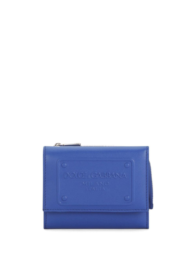 Dolce & Gabbana Logo-embossed Leather Wallet In Blue