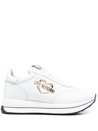 Love Moschino Logo-plaque Low-top Sneakers In White