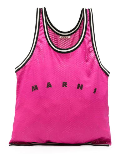 Marni Logo印花穿空托特包 In Pink