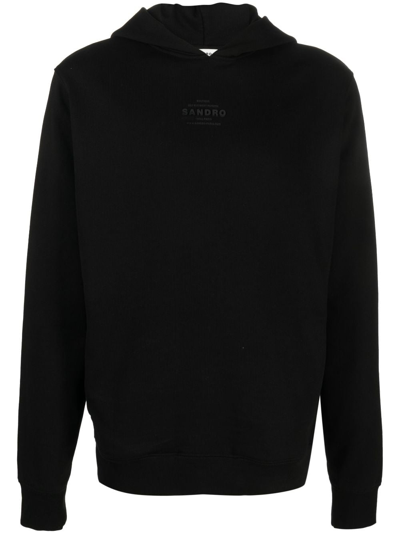 Sandro Boutique Logo-print Cotton Hoodie In Noir