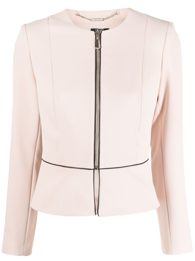 Liu •jo Contrast-trim Zip-up Jacket In Pink