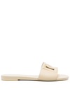Dolce & Gabbana Bianca Dg-logo Slides In Neutrals