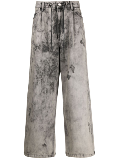 Juunj Bleached-effect Wide-leg Jeans In Grey