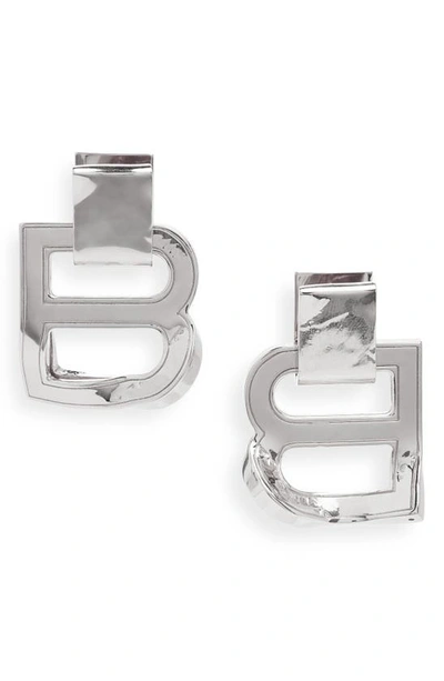 Balenciaga Women's Hourglass Crash M Earrings In Silver