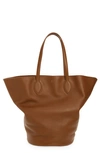 Khaite Osa Circle Leather Tote Bag In Caramel