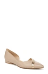 Naturalizer Henrietta Half D'orsay Pointed Toe Flat In Beige Leather