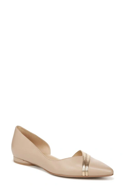 Naturalizer Henrietta Half D'orsay Pointed Toe Flat In Beige Leather