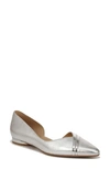 Naturalizer Henrietta Half D'orsay Pointed Toe Flat In Silver Metallic Leather