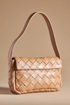 By Anthropologie Woven Leather Shoulder Bag In Beige