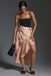 Maeve Ruffled Wrap Maxi Skirt In Pink