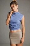 Maeve Mock-neck Shell Top In Blue
