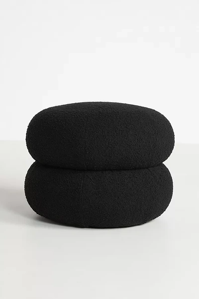 Anthropologie Muntz Bouclé Ottoman In Black