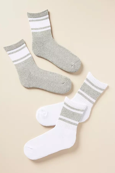 By Anthropologie Set Of Two Athletic Socks In Grey