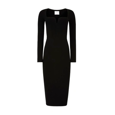 Galvan Freya Ribbed-knit Midi Dress In 001 Black