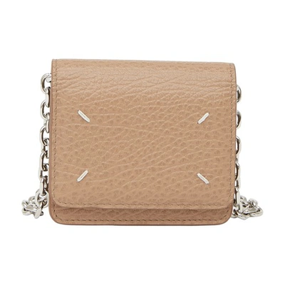 Maison Margiela Four-stitch Logo Chain Wallet In Brown