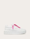 Valentino Garavani One Stud Xl Nappa Leather Low-top Sneaker In White/pink Pp
