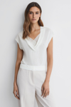 Reiss Bonnie Layered V-neck T-shirt In Ivory