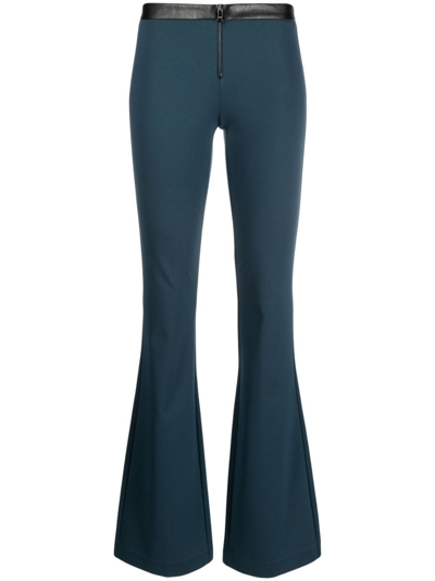 Patrizia Pepe Contrast-waistband Flared Trousers In Blau