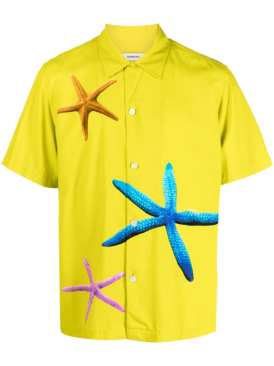 Sandro Starfish-print Shirt In Grun