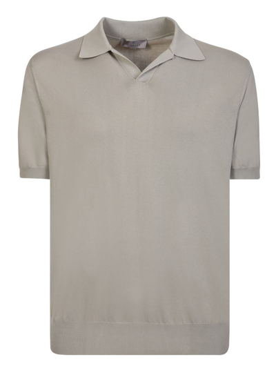 Canali Mastic Cotton Polo Shirt In Neutrals