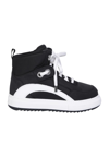Dsquared2 Black Suede And White Canvas Sneakers In Black