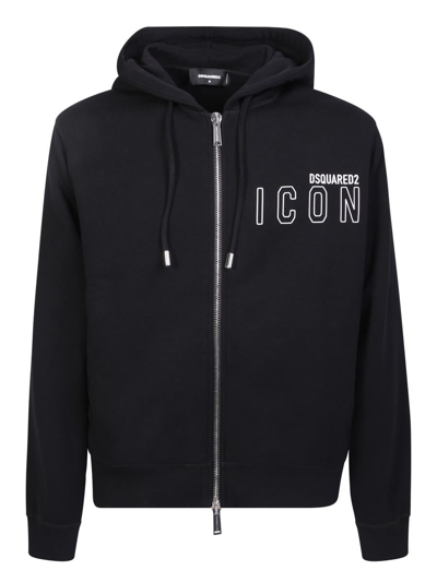Dsquared2 Logo Printed Drawstring Zipped Hoodie In Neutrals