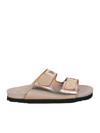 Palm Angels Beige Sandal With Metalized Effect In Metallic
