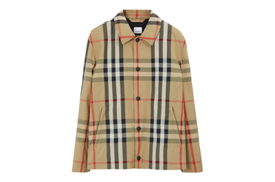 Pre-owned Burberry Check Nylon Jacket Black/archive Beige