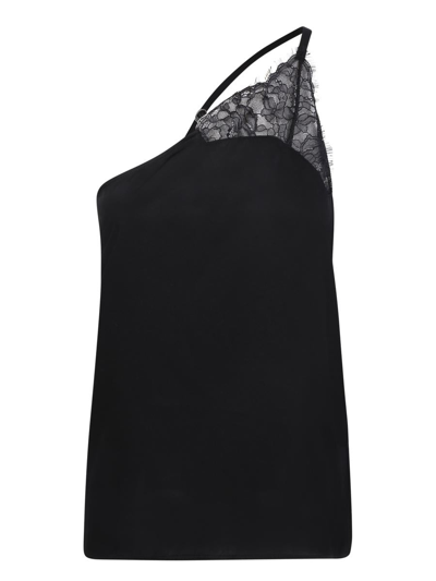 Jw Anderson One-shoulder Lace-trimmed Satin Camisole In Black