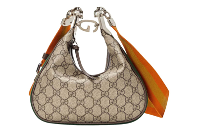 Pre-owned Gucci Attache Small Shoulder Bag Beige/ebony
