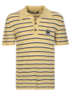 Palm Angels Stripy Terry Knitted Logo Polo Shirt In Yellow