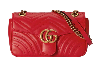 Pre-owned Gucci Gg Marmont Small Shoulder Bag Red