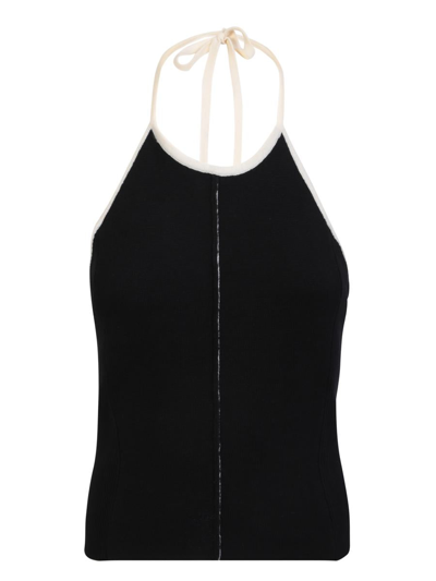 Sunnei Halterneck Knitted Top In Black