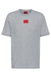 Hugo Regular-fit Cotton T-shirt With Red Logo Label In Dark Grey