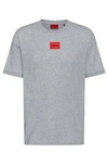 Hugo Boss Regular-fit Cotton T-shirt With Red Logo Label In Dark Grey