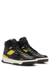 Hugo Boss High-top Basketball-inspired Trainers In Leather In Black